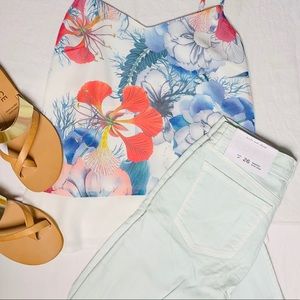 Loft Modern Kick Crop Light Blue/Mint